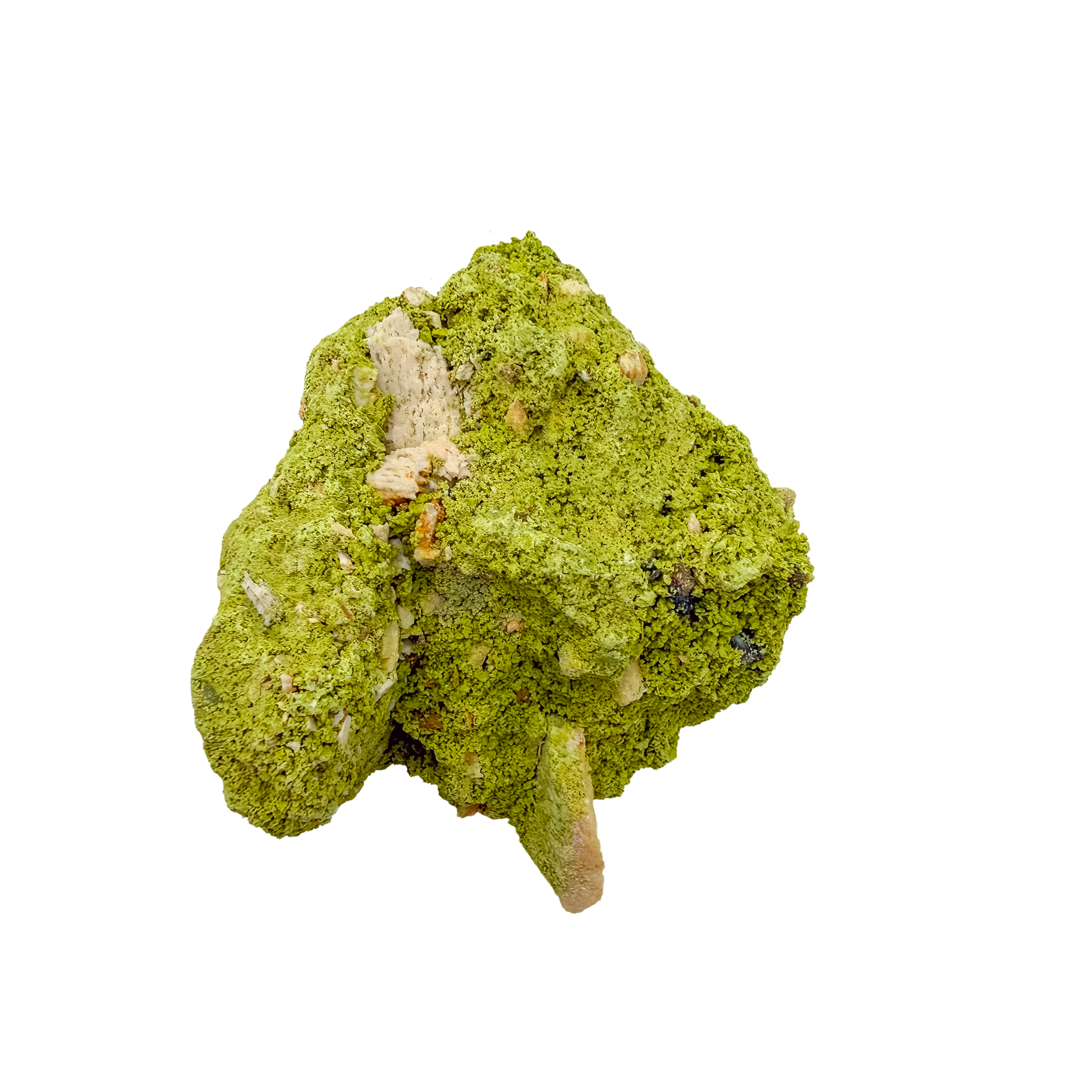 Botryoidal nontronite from Brazil, specimen no. 14, angled three-quarter view, measuring 3.43 by 2.61 by 2.37 inches at 180 grams.