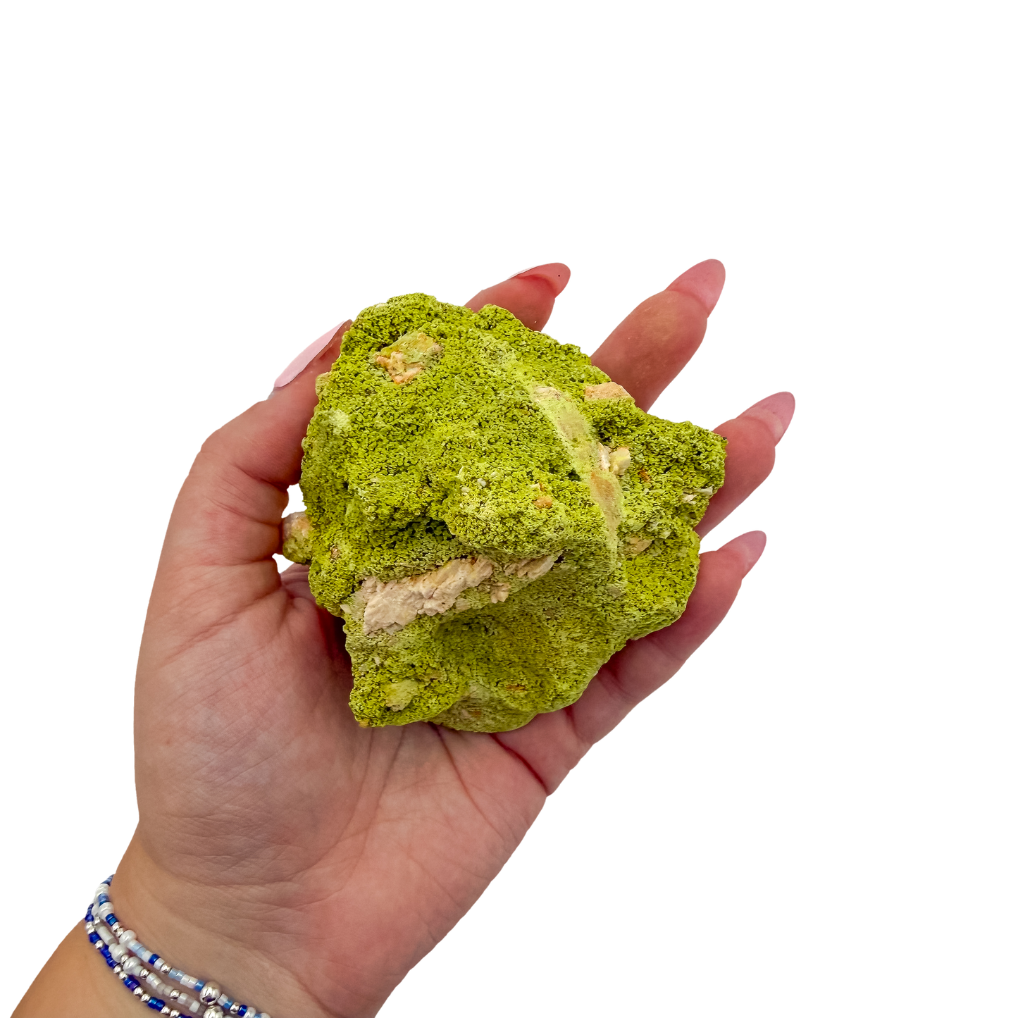 The 3.43 inch nontronite specimen no. 14 shown in hand so its collector scale is clear.