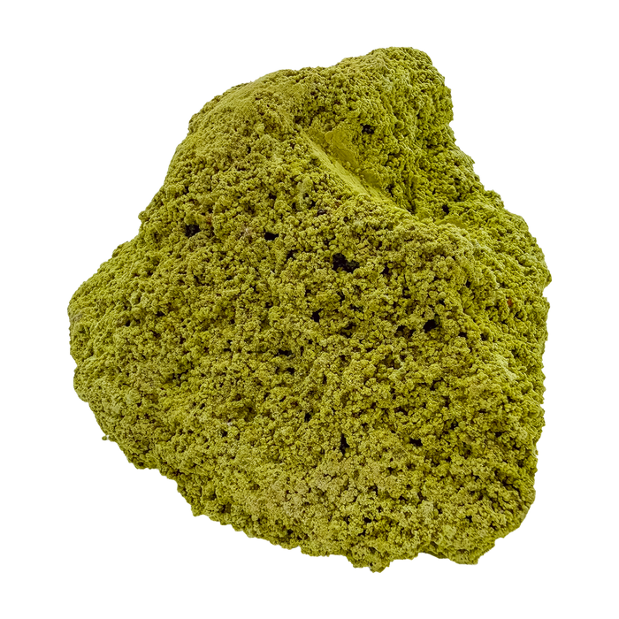 Specimen no. 15 of Minas Gerais nontronite, primary display face, olive-green bubbles built up over a 2.50 inch height.