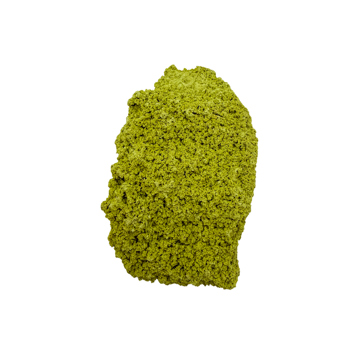 Primary display face of a 121 gram nontronite specimen, no. 16, its rounded olive-green growths covering weathered host rock.