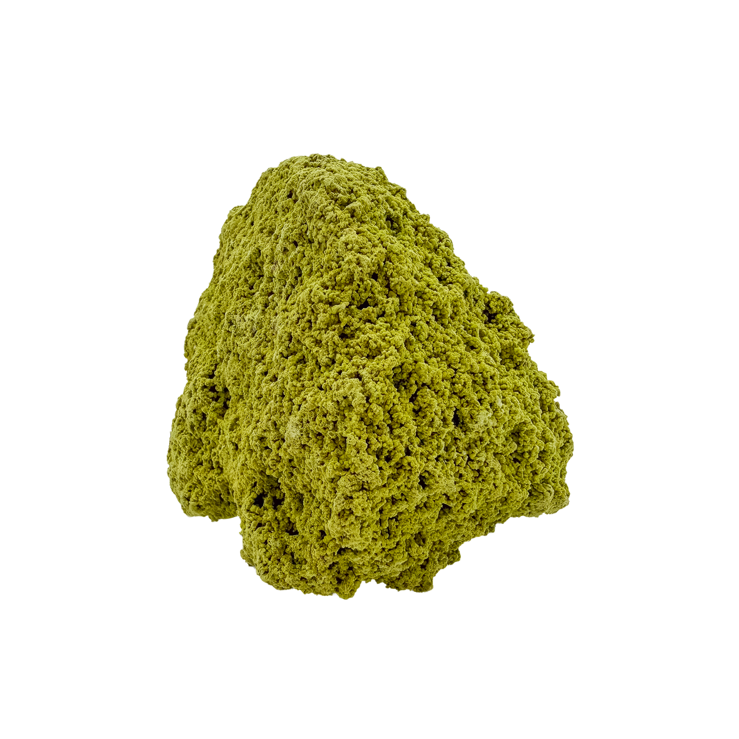 Untreated Brazilian nontronite, specimen no. 17, right profile, 2.13 by 2.55 inches of yellow-green botryoidal growth.