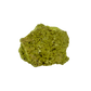 Collector-grade Brazilian nontronite no. 18 photographed from the reverse side, 3.21 by 2.37 inches of bubbled green clay mineral.
