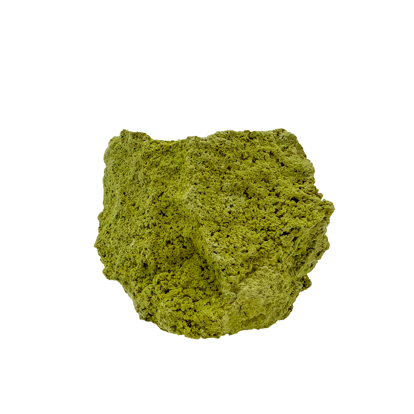 Top-down view of nontronite specimen no. 18, 2.37 inches wide, with soft botryoidal texture over exposed matrix.