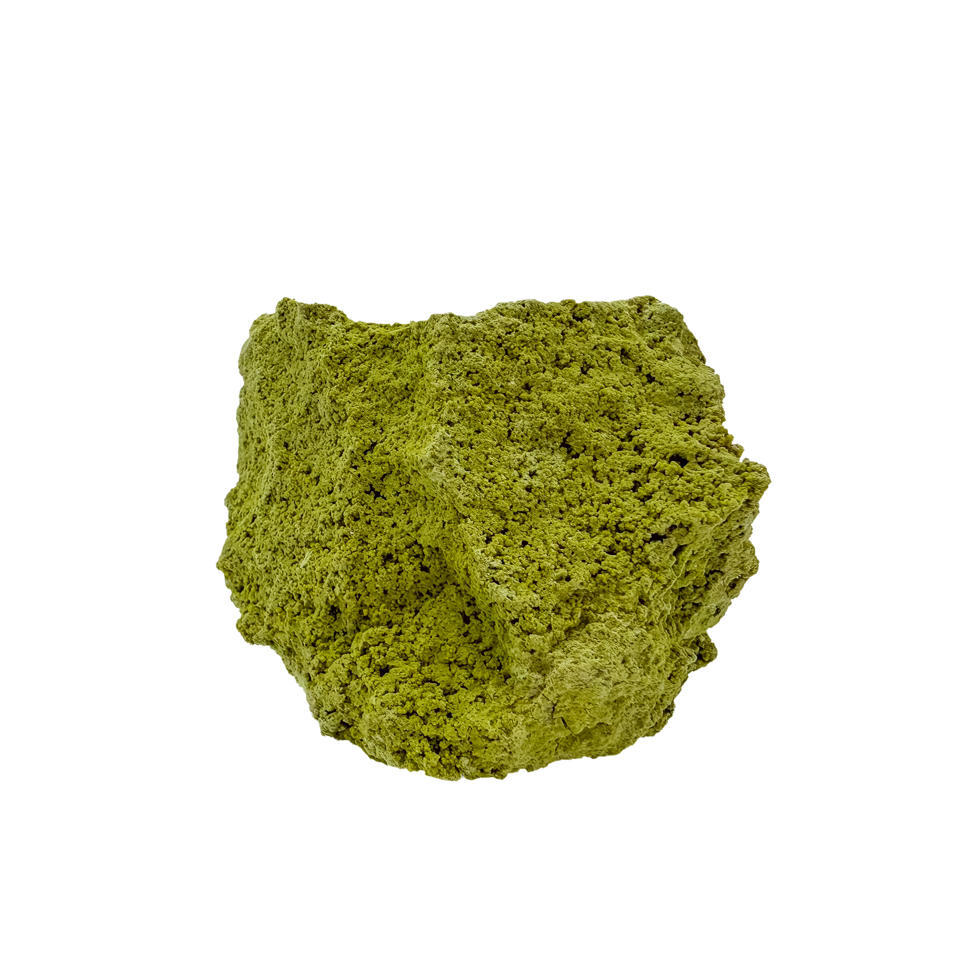 Top-down view of nontronite specimen no. 18, 2.37 inches wide, with soft botryoidal texture over exposed matrix.