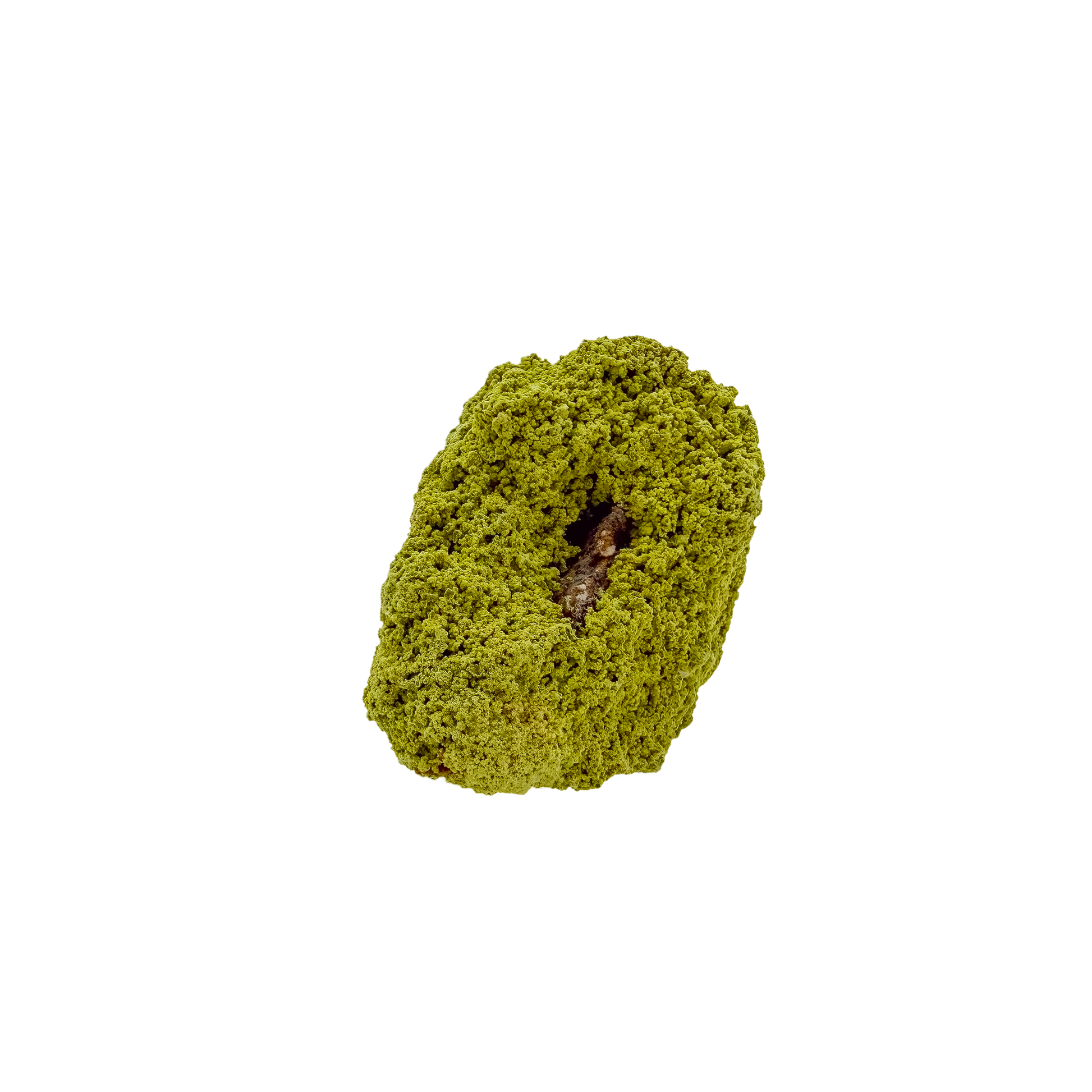 Nontronite no. 19 from the left profile, 2.87 inches long, its chalky green surface untreated and as-mined.
