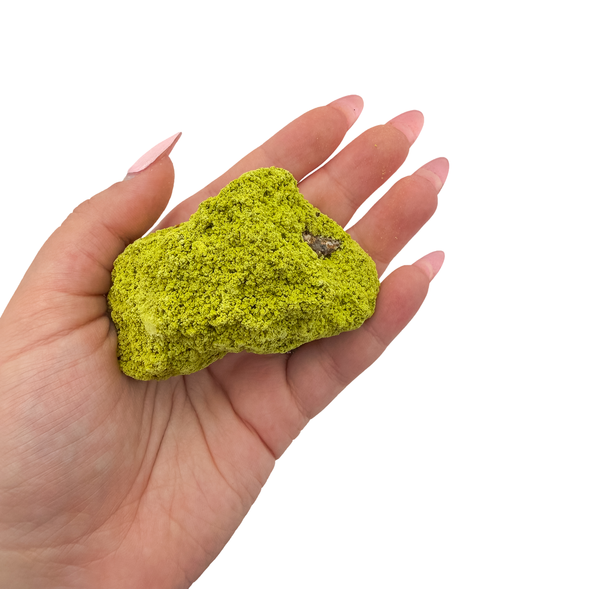 The 2.87 inch nontronite specimen no. 19 shown in hand so its collector scale is clear.