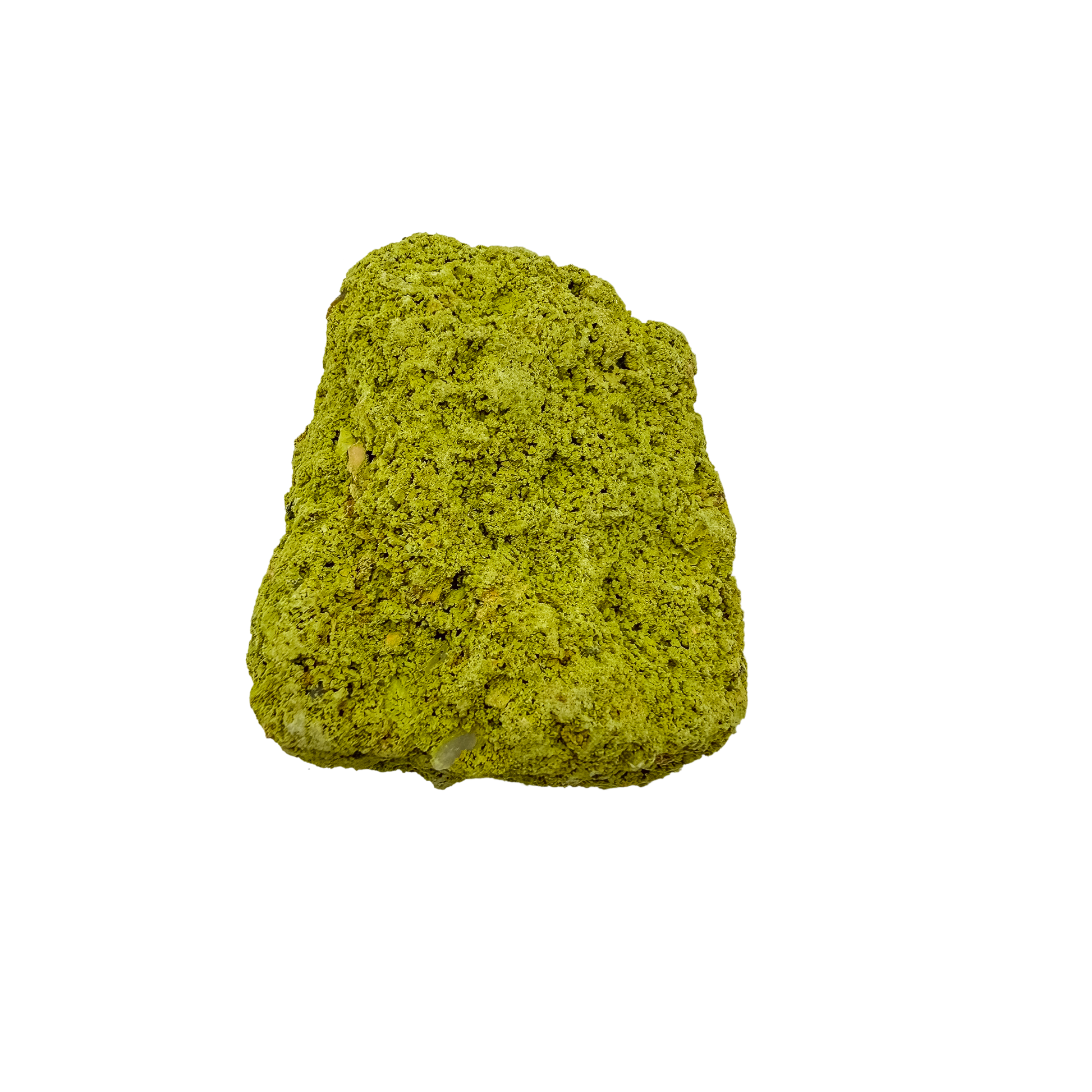 Top-down view of nontronite specimen no. 20, 2.82 inches wide, with soft botryoidal texture over exposed matrix.