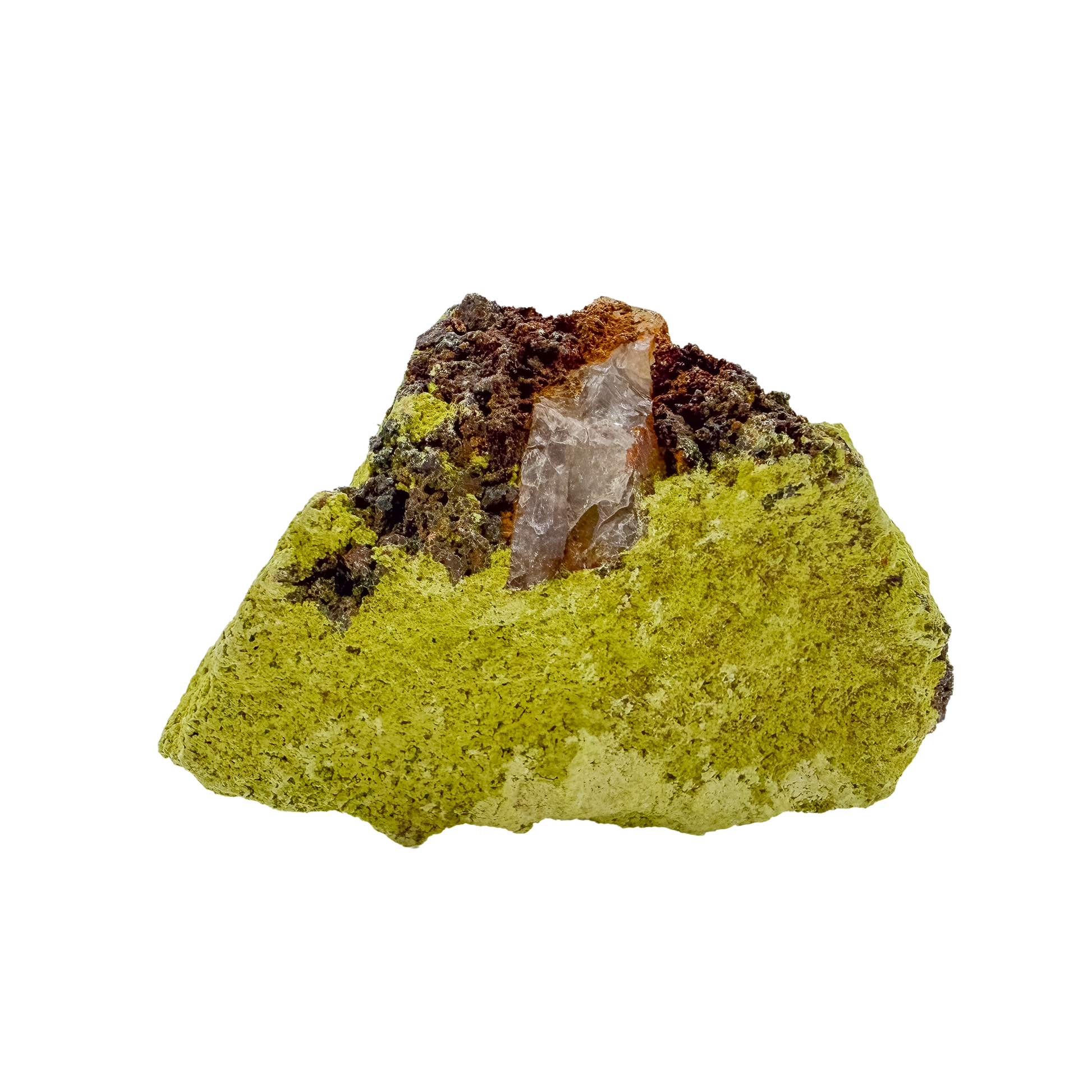 Untreated Brazilian nontronite, specimen no. 23, right profile, 2.61 by 2.74 inches of yellow-green botryoidal growth.