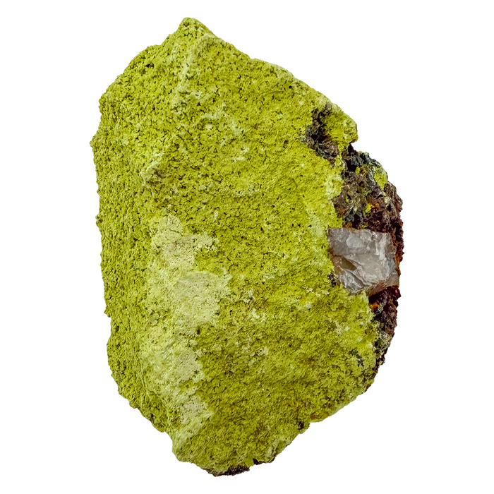 Specimen no. 23 of Minas Gerais nontronite, primary display face, olive-green bubbles built up over a 2.74 inch height.