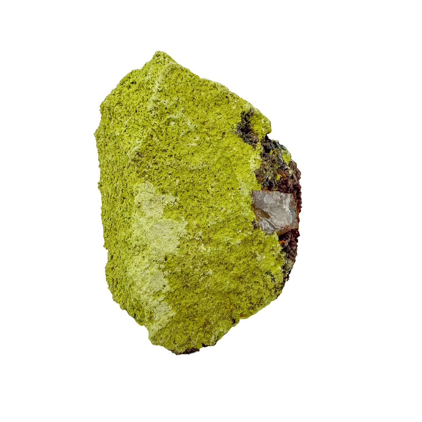 Specimen no. 23 of Minas Gerais nontronite, primary display face, olive-green bubbles built up over a 2.74 inch height.