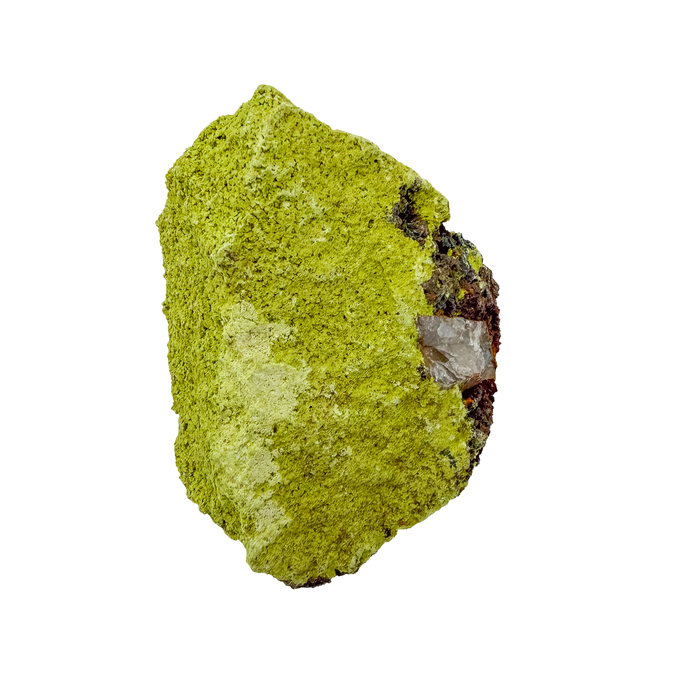 Specimen no. 23 of Minas Gerais nontronite, primary display face, olive-green bubbles built up over a 2.74 inch height.