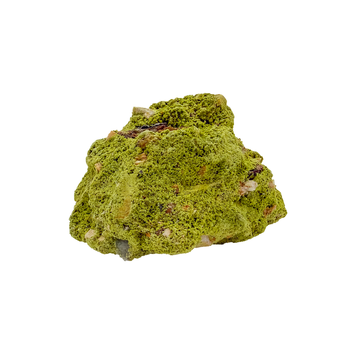 Nontronite no. 25 from the left profile, 3.67 inches long, its chalky green surface untreated and as-mined.
