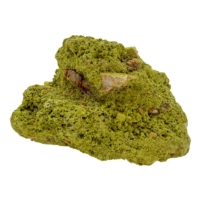 Specimen no. 25 of Minas Gerais nontronite, primary display face, olive-green bubbles built up over a 2.81 inch height.