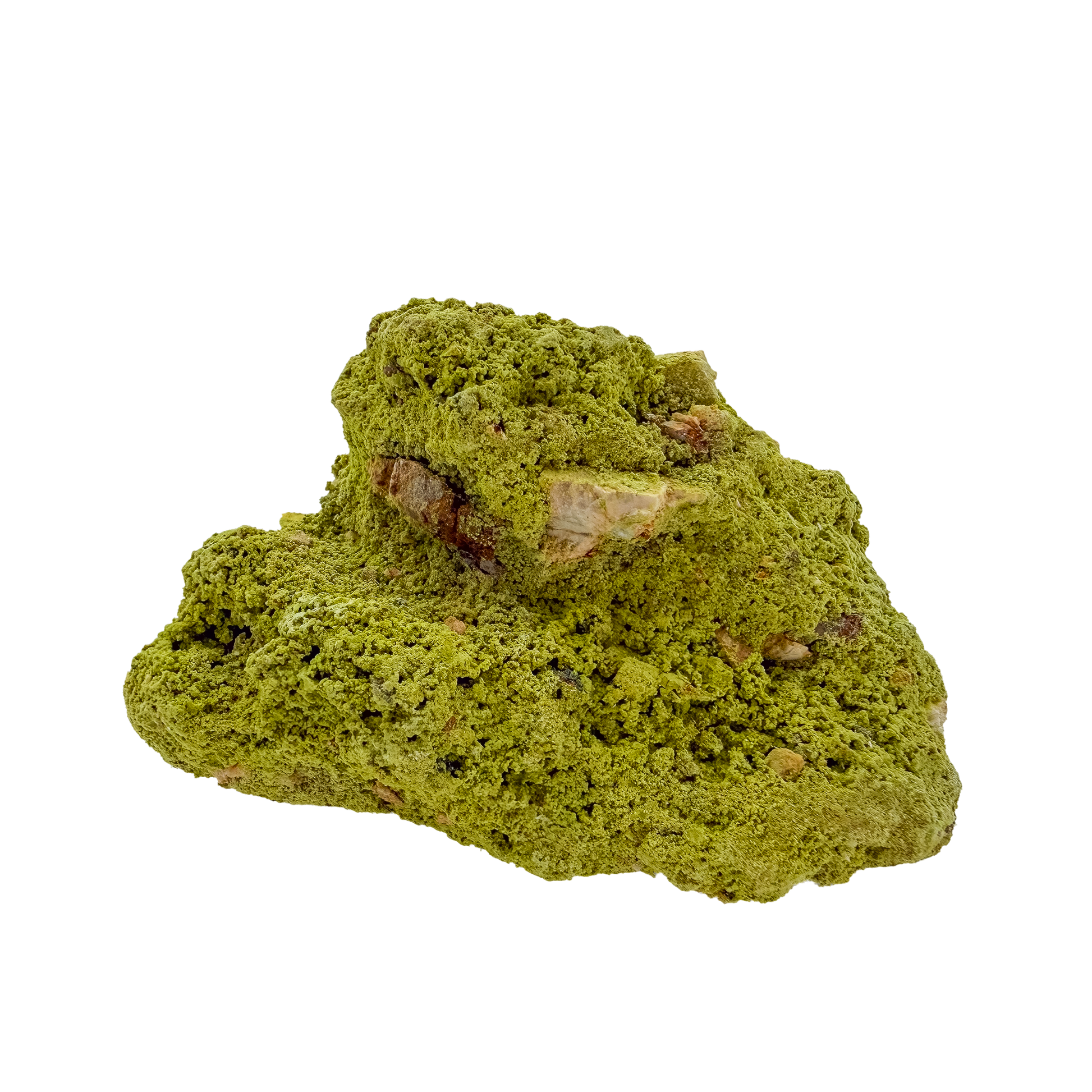 Specimen no. 25 of Minas Gerais nontronite, primary display face, olive-green bubbles built up over a 2.81 inch height.