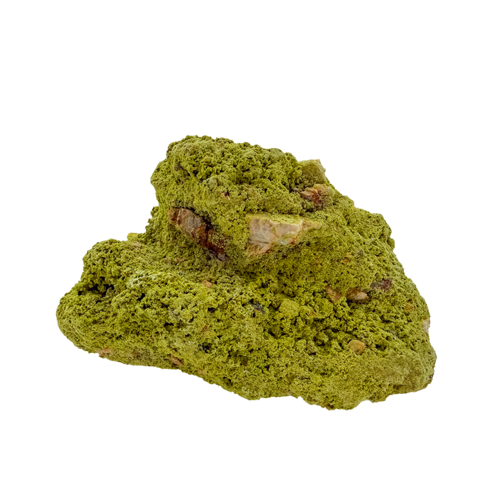 Specimen no. 25 of Minas Gerais nontronite, primary display face, olive-green bubbles built up over a 2.81 inch height.