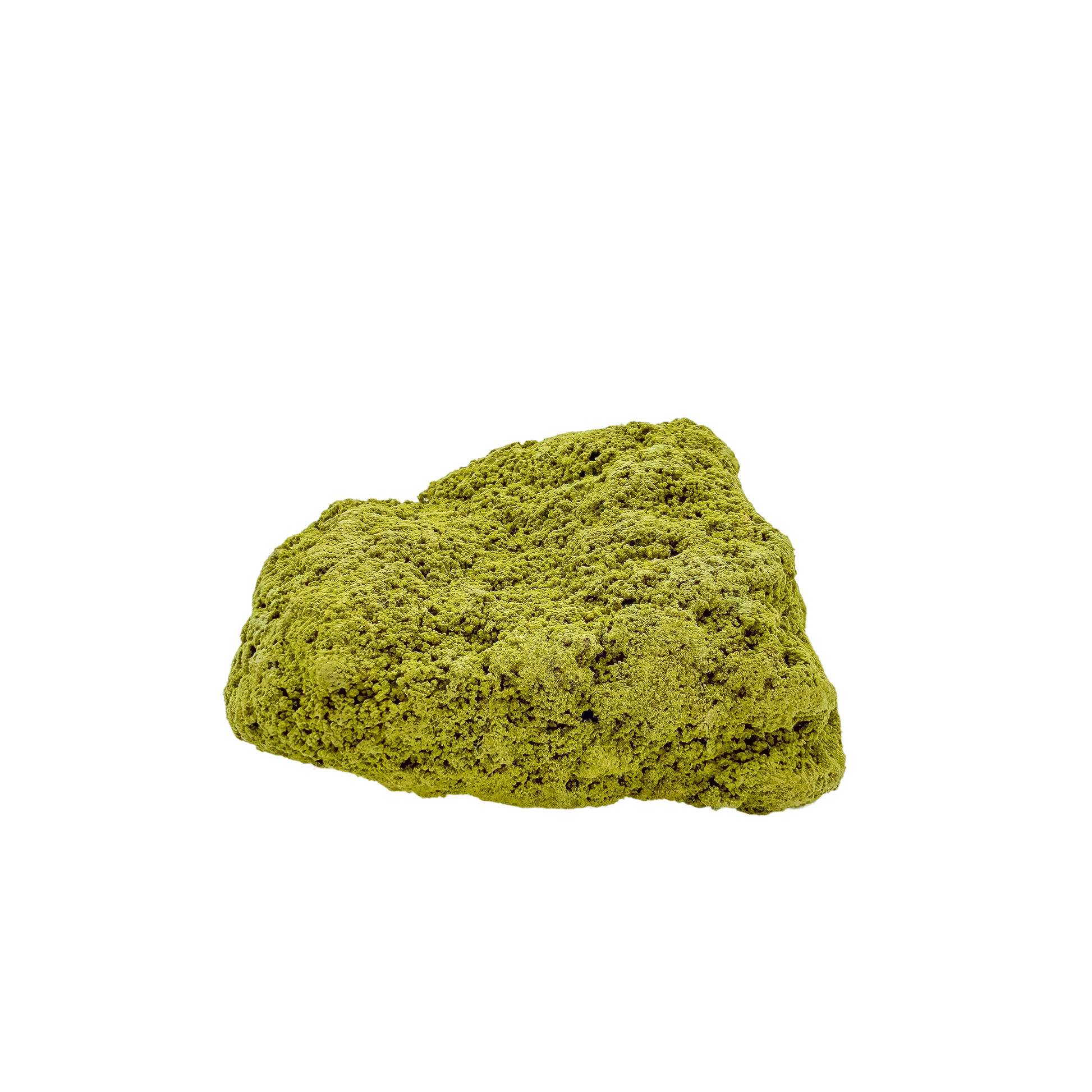 Nontronite no. 26 seen from the right profile: 114 grams of iron-rich smectite clay in chartreuse and olive tones.