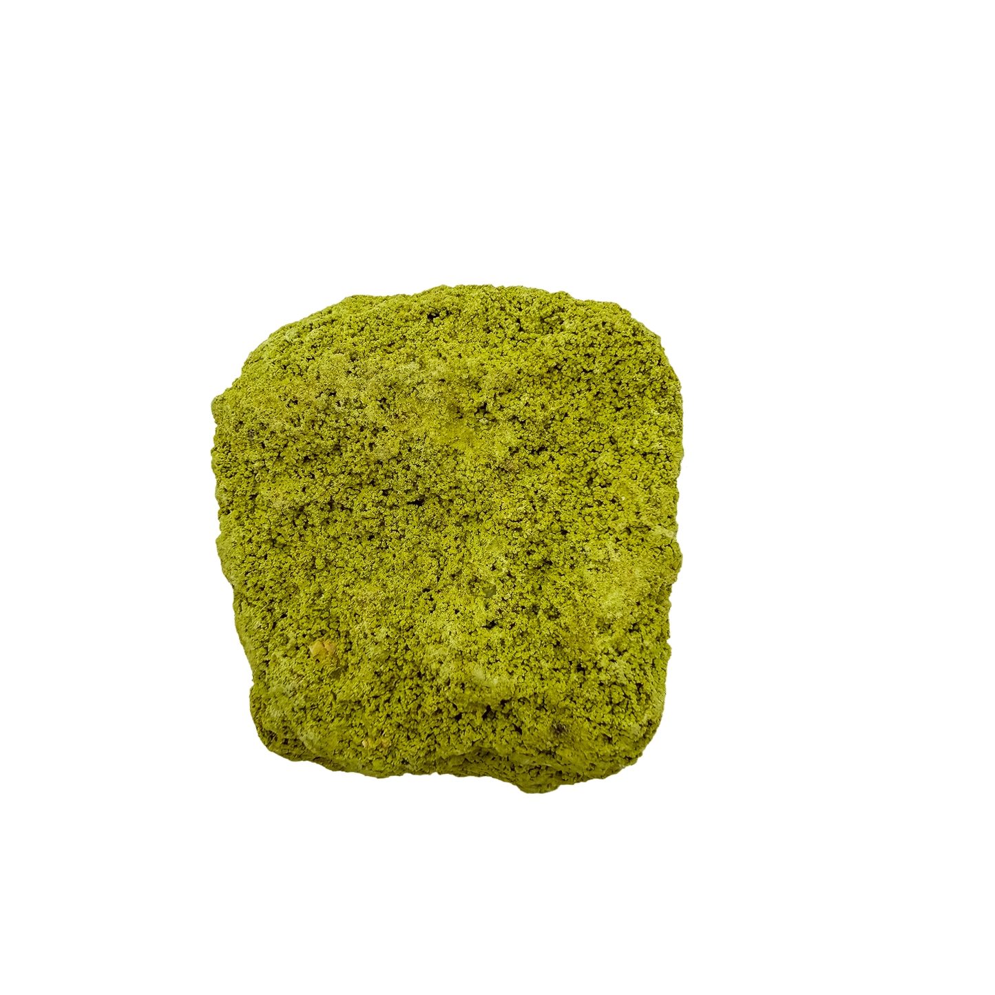 Primary display face of a 114 gram nontronite specimen, no. 26, its rounded olive-green growths covering weathered host rock.