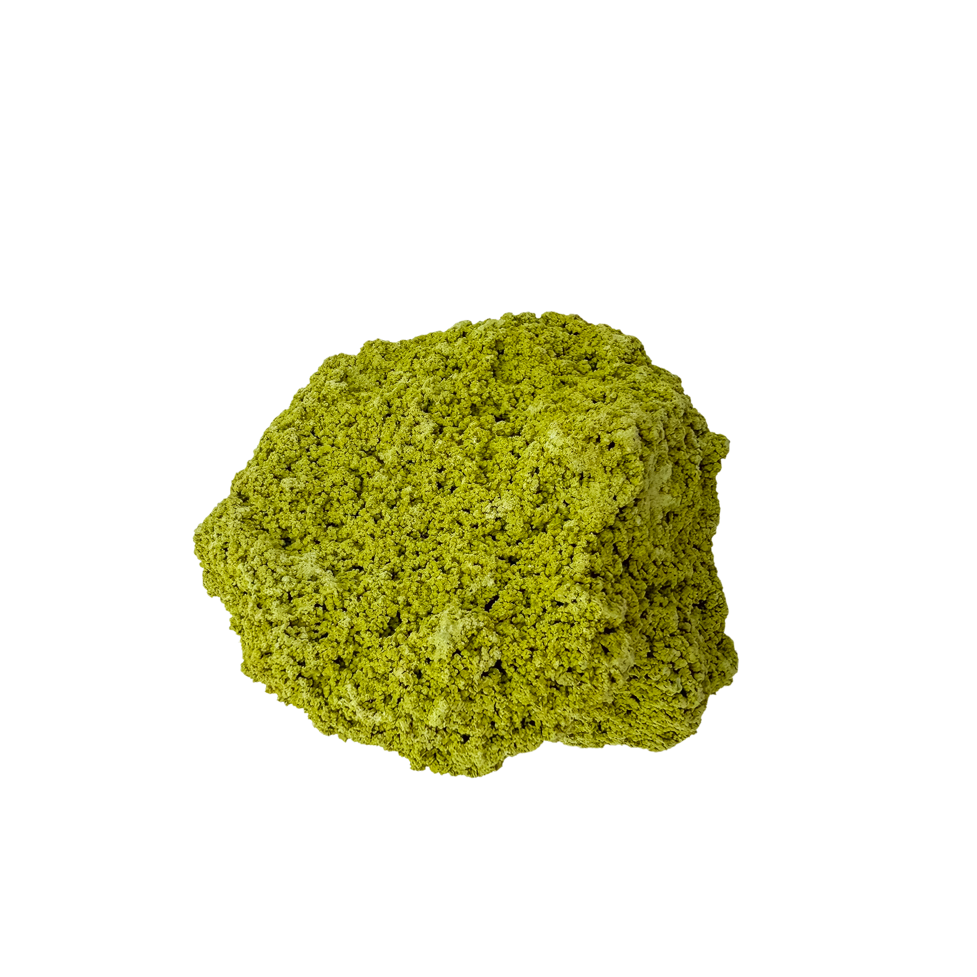 Specimen no. 27 of Minas Gerais nontronite, primary display face, olive-green bubbles built up over a 2.69 inch height.