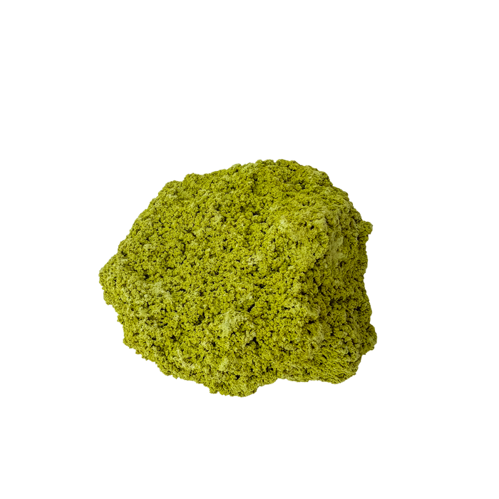 Specimen no. 27 of Minas Gerais nontronite, primary display face, olive-green bubbles built up over a 2.69 inch height.
