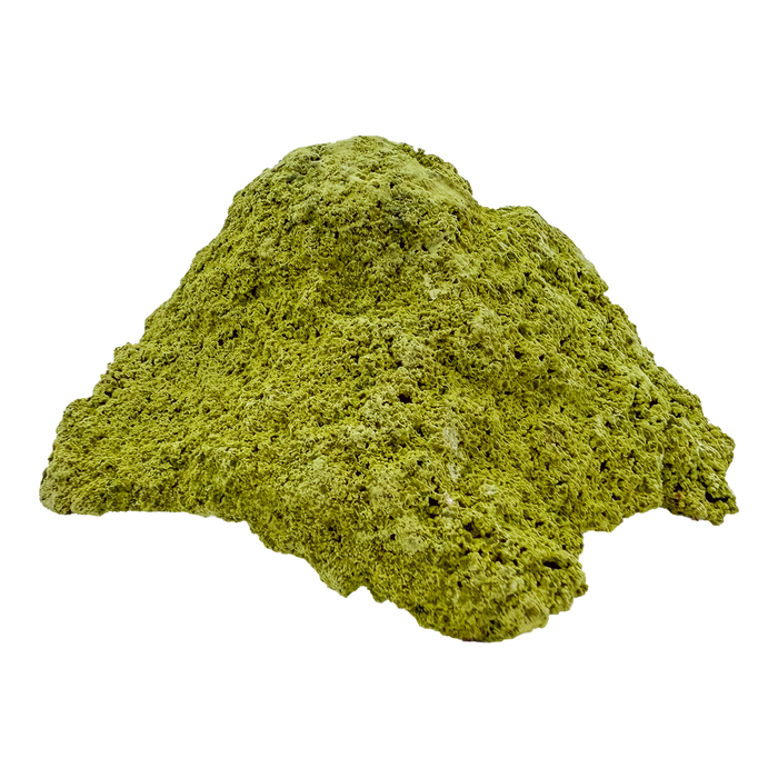 Primary display face of a 160 gram nontronite specimen, no. 28, its rounded olive-green growths covering weathered host rock.