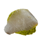 Raw nontronite collector specimen from Minas Gerais, Brazil, chartreuse-green botryoidal mineral on quartz, specimen 4, view 6