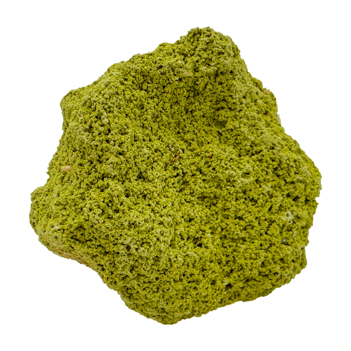Raw nontronite collector specimen from Minas Gerais, Brazil, chartreuse-green botryoidal mineral, specimen 5, view 2