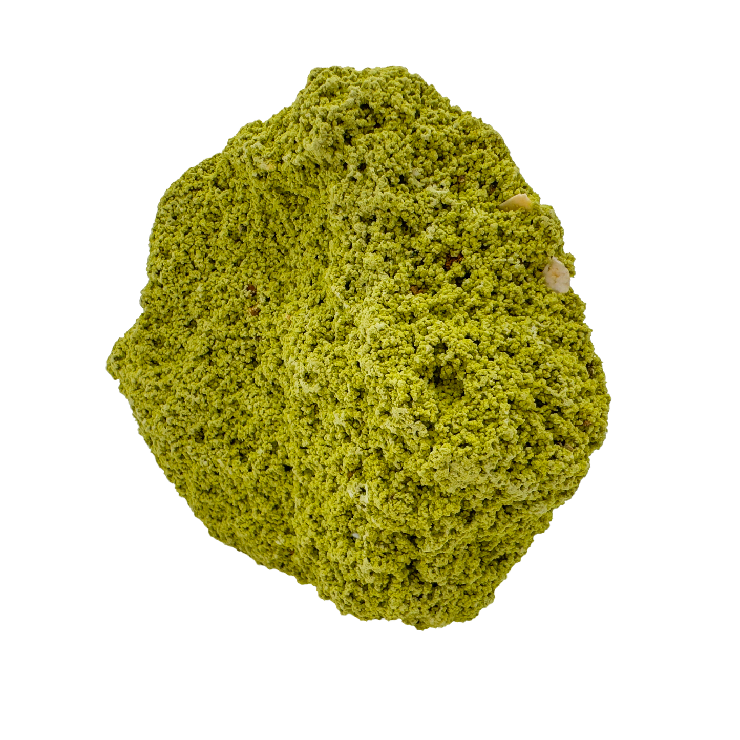 Raw nontronite collector specimen from Minas Gerais, Brazil, chartreuse-green botryoidal mineral, specimen 5, view 3
