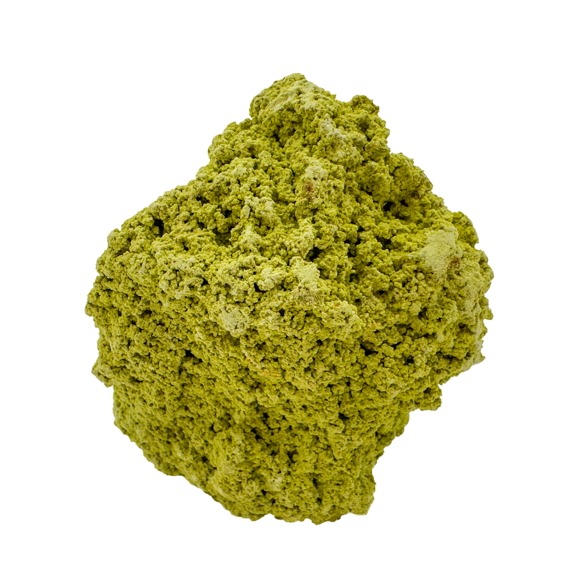 Raw nontronite collector specimen from Minas Gerais, Brazil, chartreuse-green botryoidal mineral, specimen 7, view 4