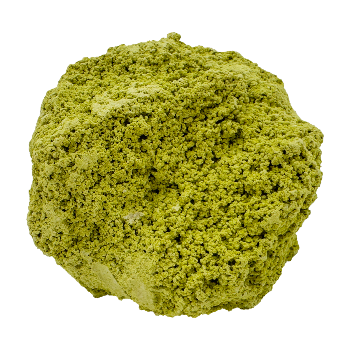 Raw nontronite collector specimen from Minas Gerais, Brazil, chartreuse-green botryoidal mineral, specimen 8, view 1