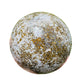 Side angle of Ocean Jasper polished sphere, from Sofia, Madagascar, showing translucent edges.