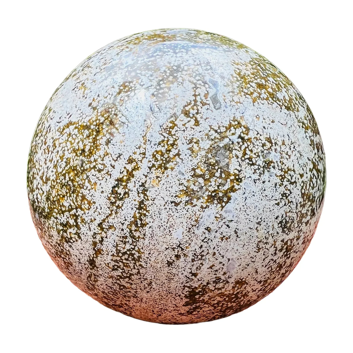 Back view of Grade AA Ocean Jasper sphere showing natural surface