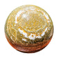 Overhead angle of Grade AA green Ocean Jasper polished sphere, Madagascar-sourced.