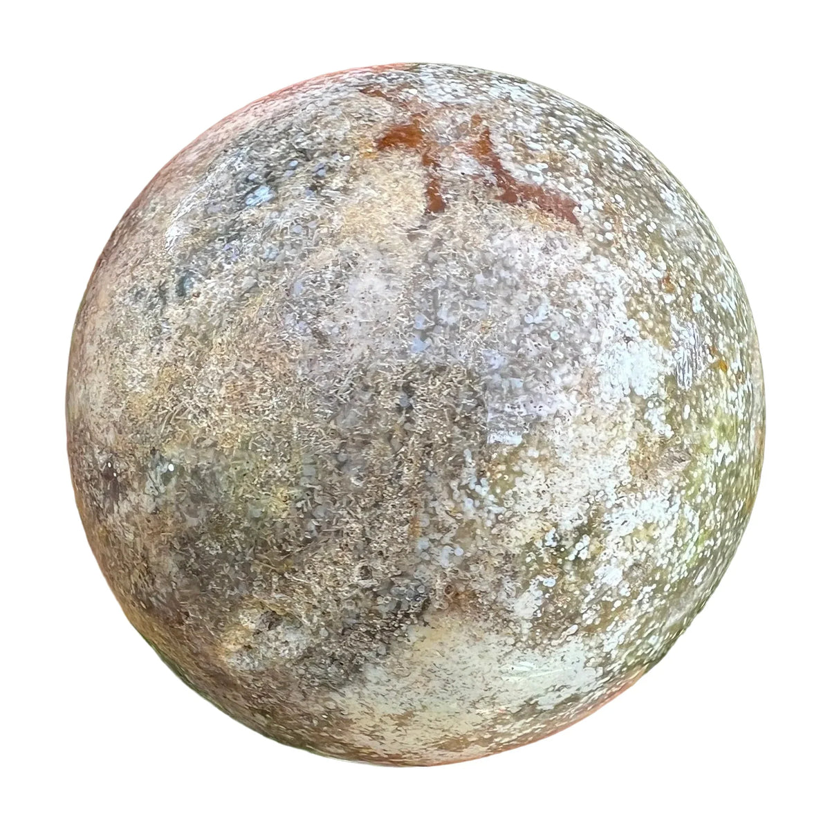Scale comparison of Ocean Jasper stone, captured in soft, even lighting.