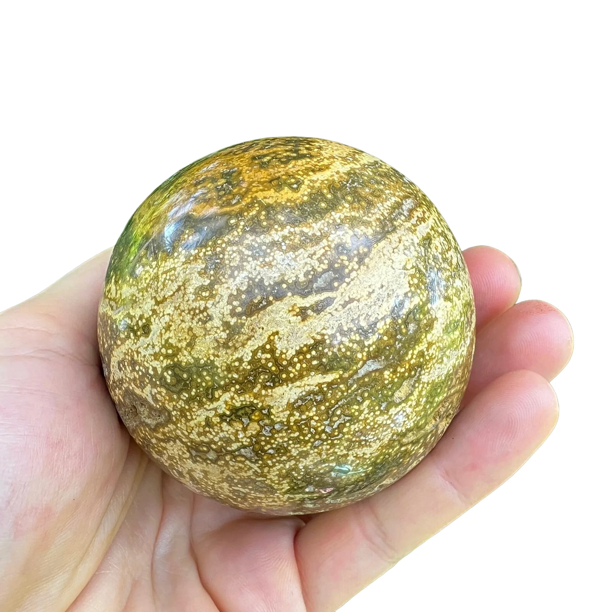 Wider context of Ocean Jasper stone, from Sofia, Madagascar, shown for shape and scale.
