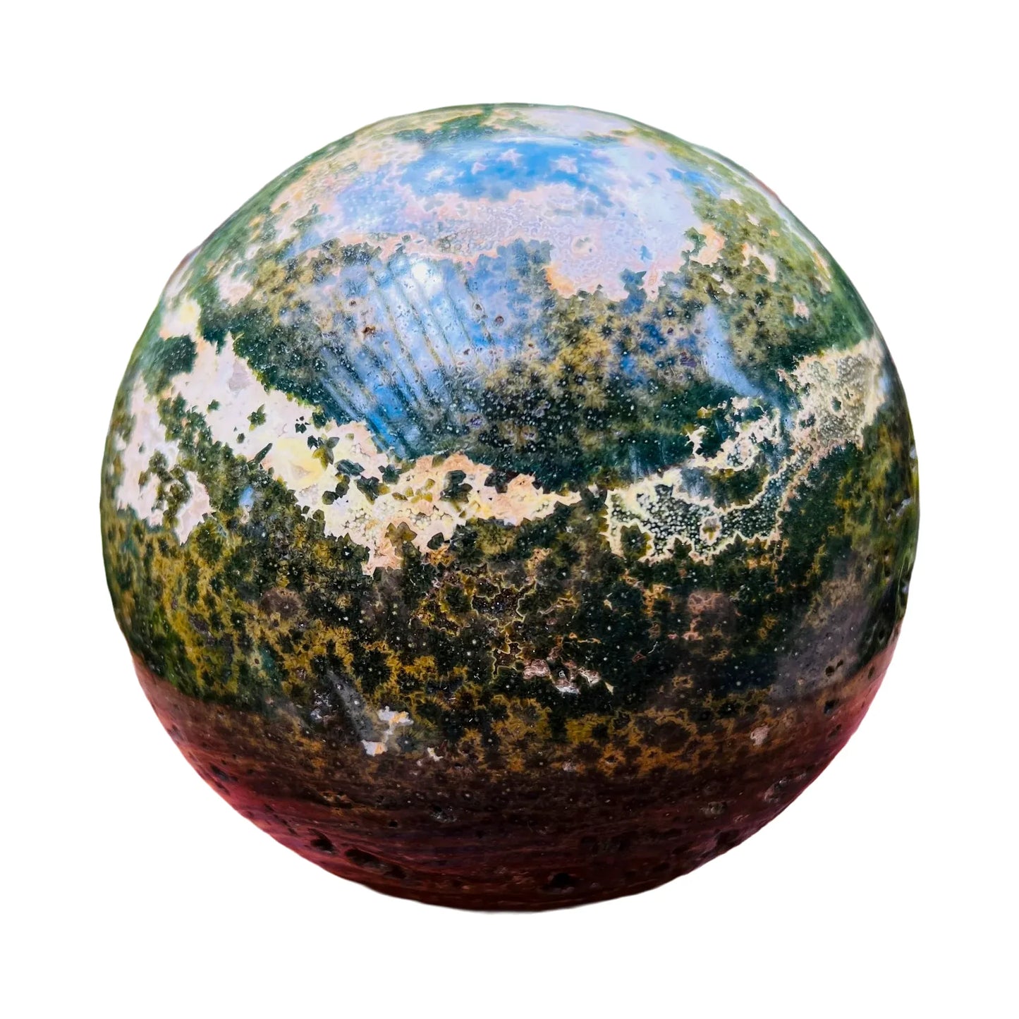 Ocean Jasper Crystal Spheres for Emotional Healing, Love & Stress Relief — green polished Madagascar-sourced