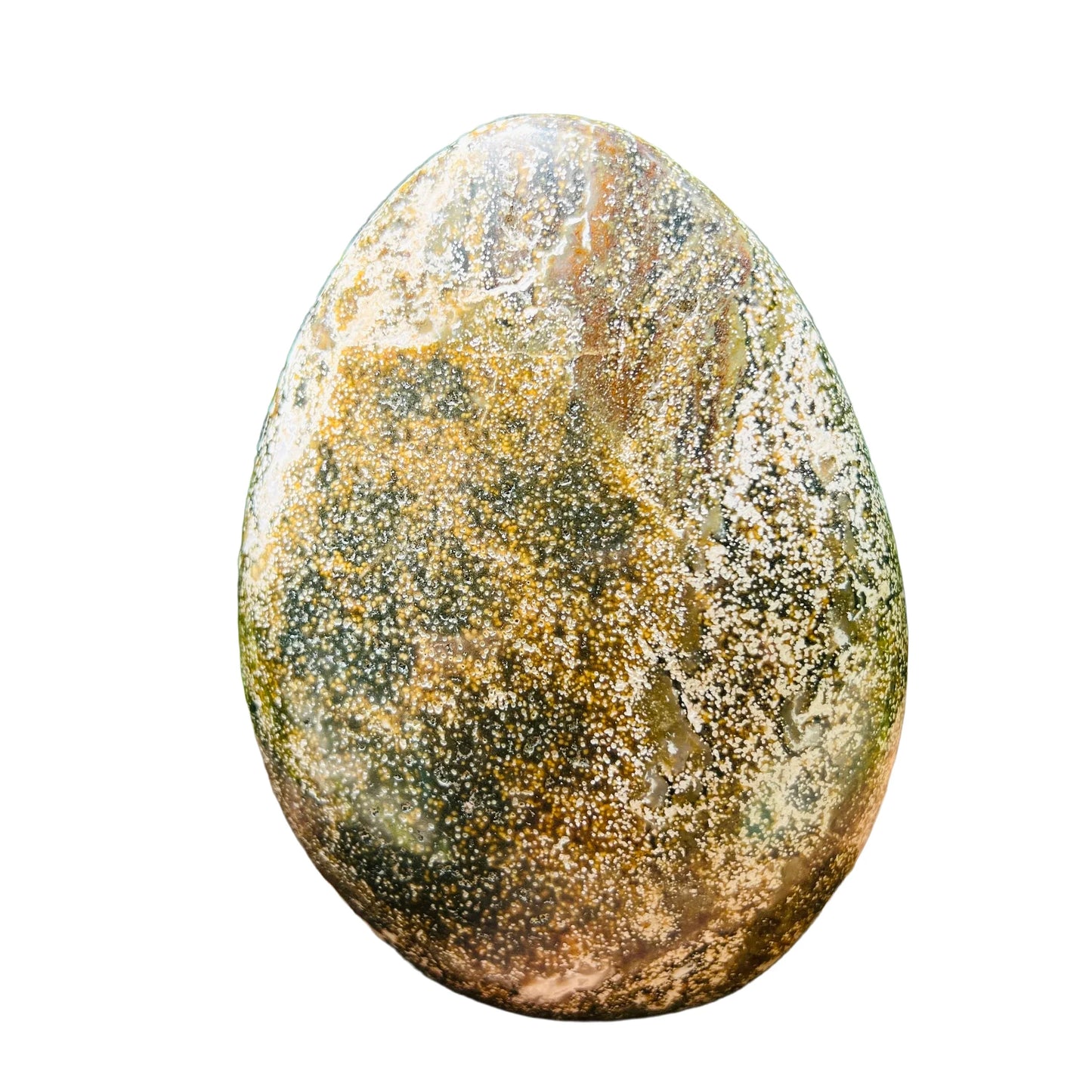 Overhead view of Grade A Ocean Jasper freeform, for Emotional Healing and Stress Relief, from Sofia, Madagascar.