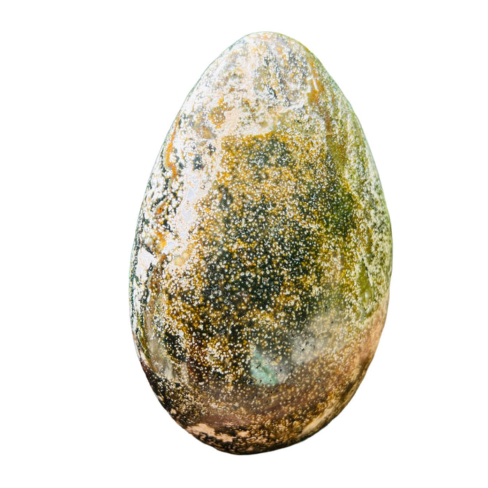 Reverse side of green Ocean Jasper freeform, sourced from Sofia, Madagascar.