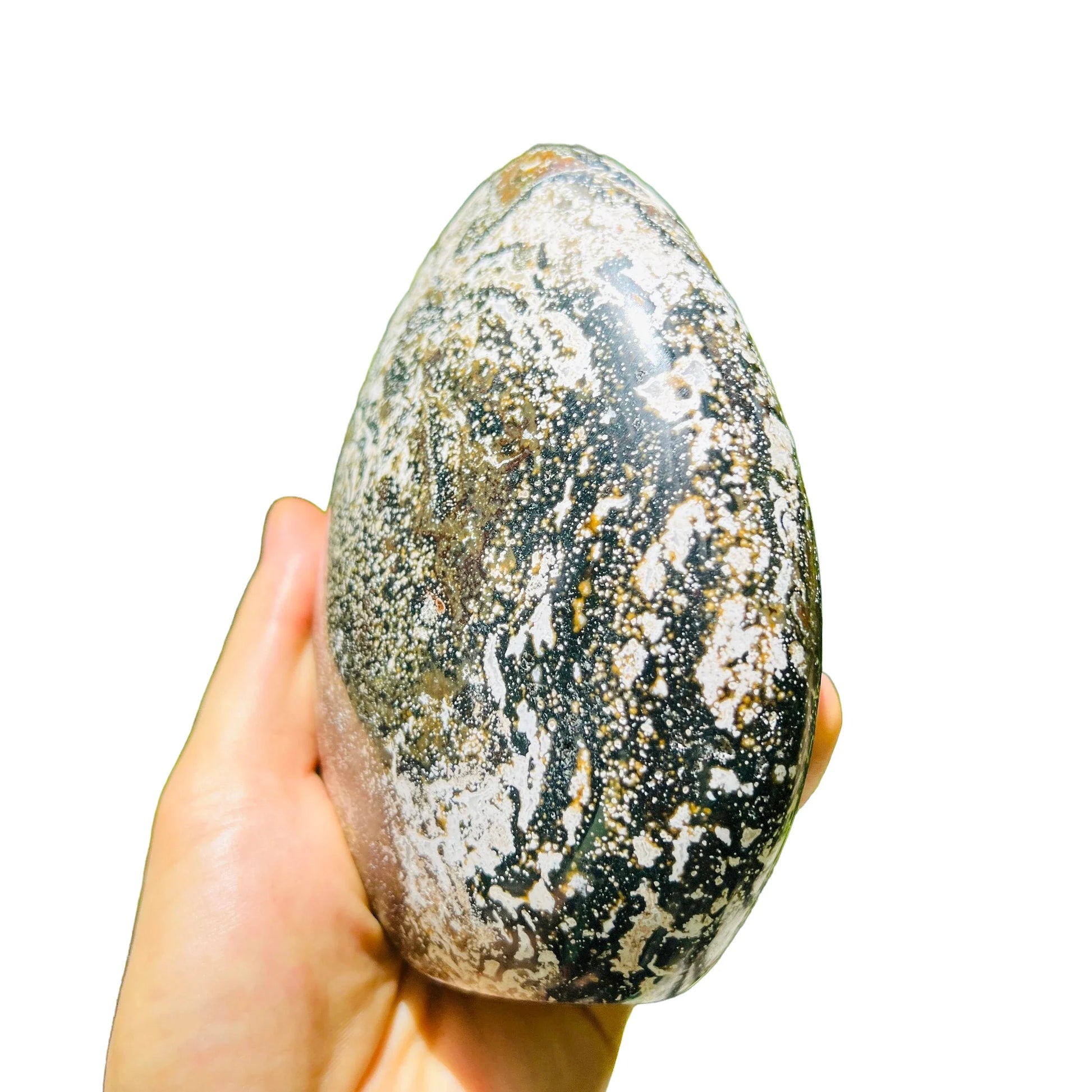 Back view of Grade A Ocean Jasper freeform showing natural surface