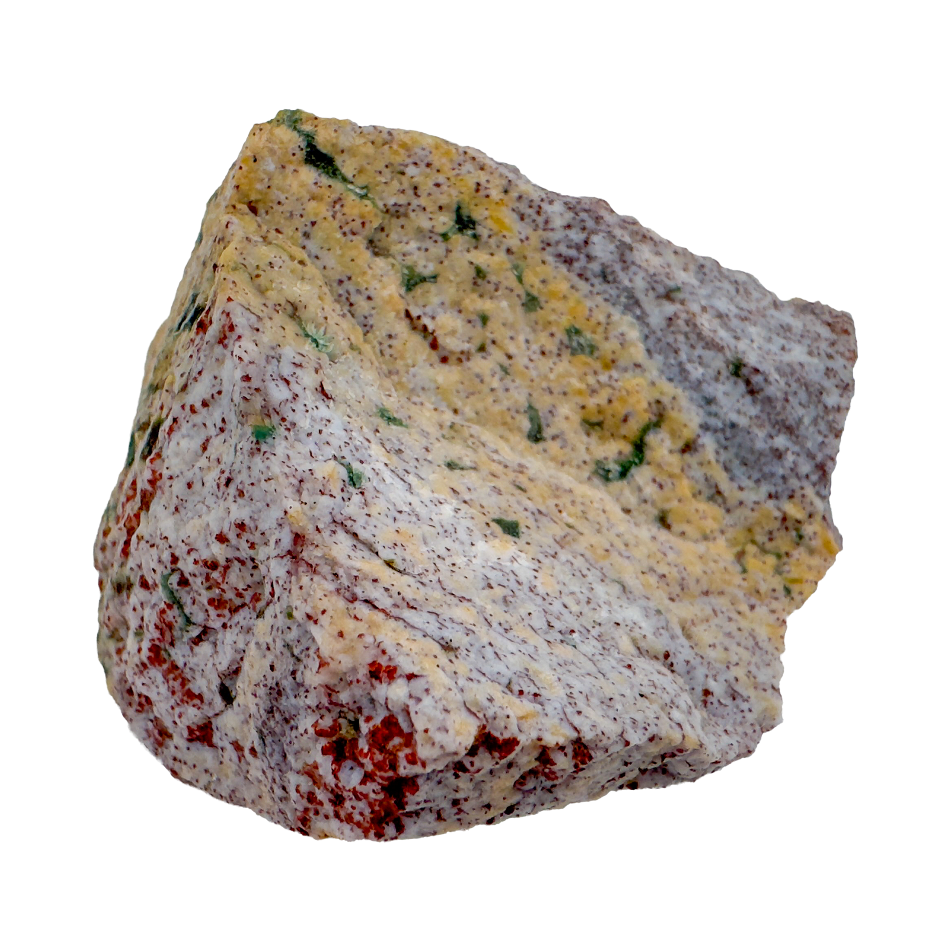 Ocean Jasper raw stone view showing the green, pink, and white tones running through the matrix