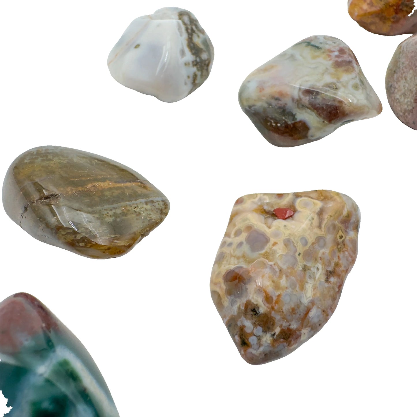 AA Ocean Jasper tumbled stones, assorted patterns, 1 to 1.5 inch, Madagascar