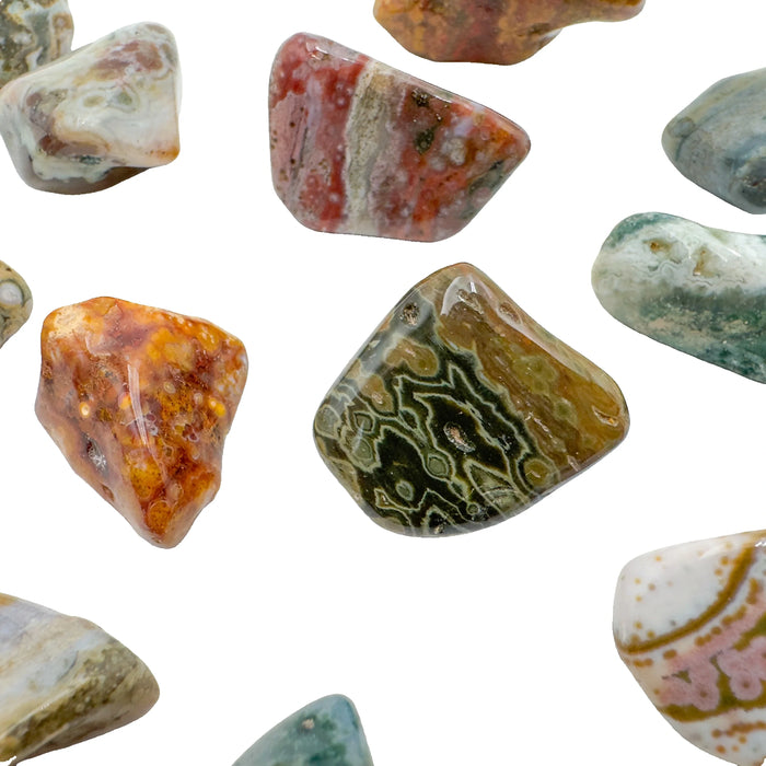 AA Ocean Jasper tumbled stones, bold orbs and banding, 1 to 1.5 inch, Madagascar