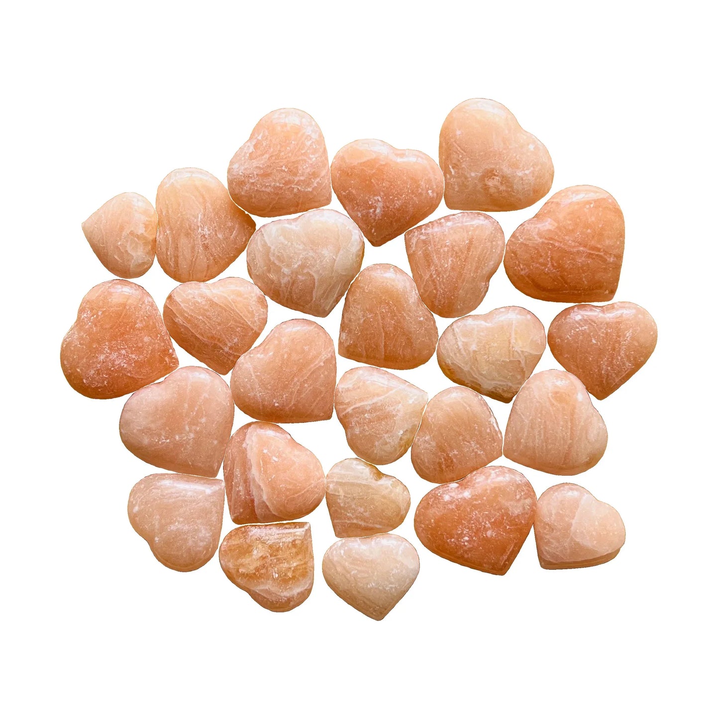 Polished Orange Calcite Hearts to support Creativity, Energy & Sacral Chakra Support — orange polished, AA Madagascar-sourced