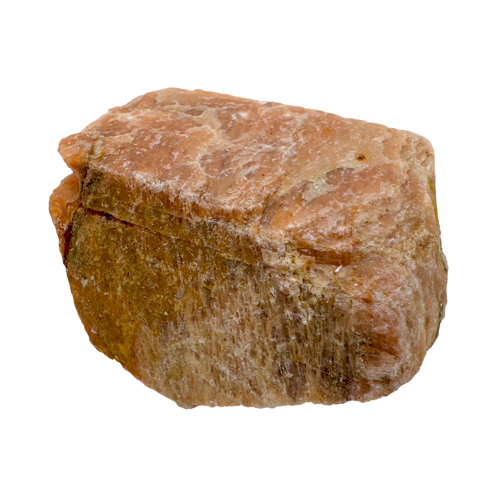 Detail of Grade AA Peach Moonstone raw stone showing natural texture