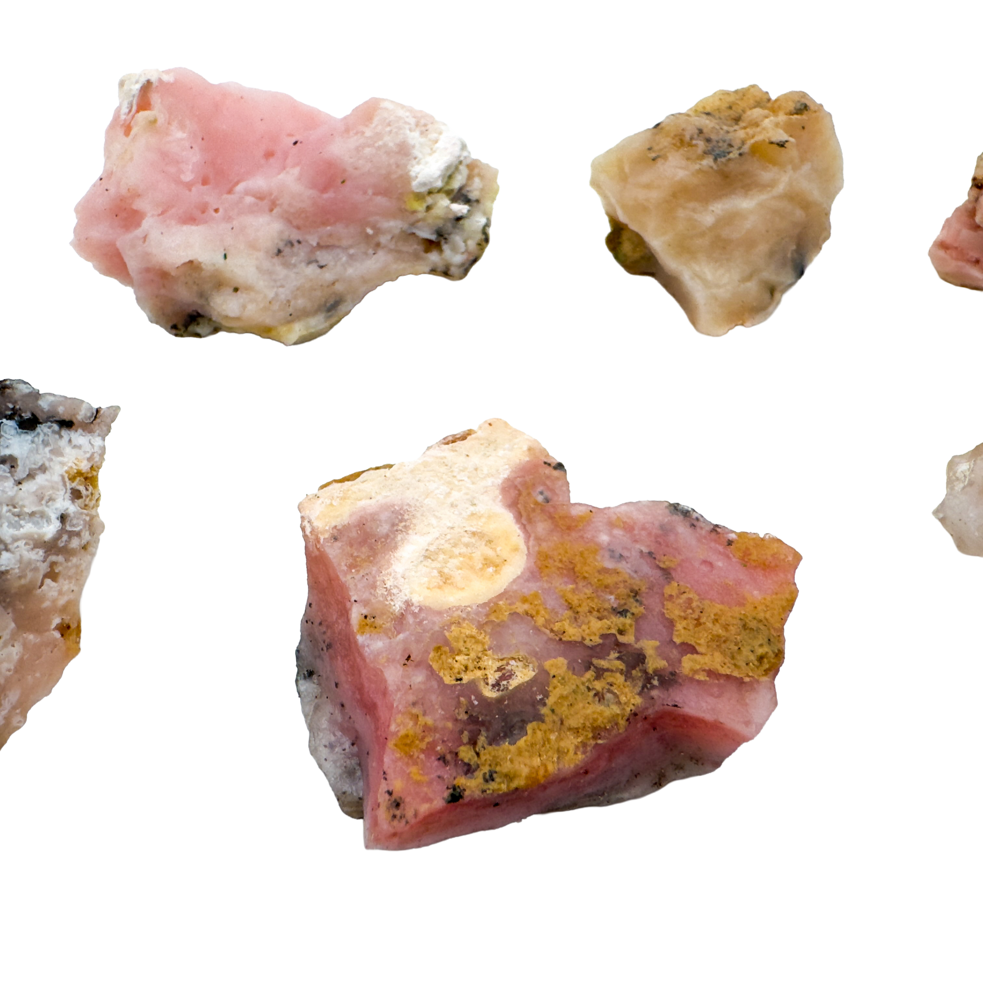 Pink Opal raw stones for emotional healing, 1-2 Inch Peruvian pieces hand-finished with natural jojoba oil