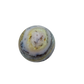 Top-down view of pink opal sphere no. 2, 74.7 mm across, hand-cut in Peru.