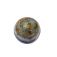 Polished pink opal orb seen at the angled three-quarter view, 467 g, Mohs 5.5-6.5, one of a kind.