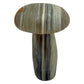 Reverse side of agate crystal mushroom no. 2, showing how the bands wrap around the carved form.