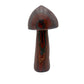 Tiger iron crystal mushroom carved in Zimbabwe from South African stone, front view, red and gold banding, 7.31 inches tall.