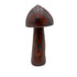 Tiger iron crystal mushroom carved in Zimbabwe from South African stone, front view, red and gold banding, 7.31 inches tall.