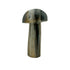 Small agate crystal mushroom hand-carved in Zimbabwe, front view, crisp grey and cream banding, 4.48 inches tall.